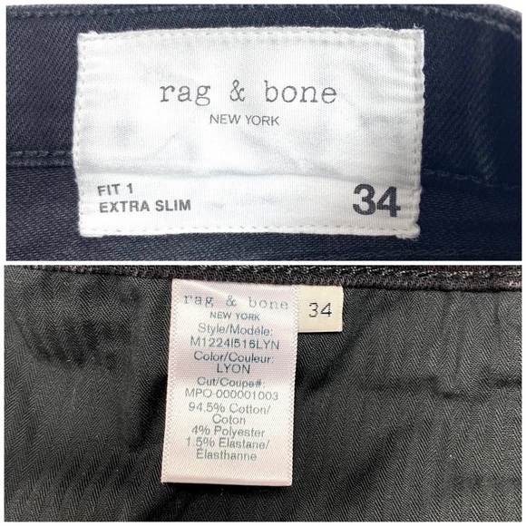 RAG & Bone Fit 1 Extra Slim Jeans in Lyon Black Style M12241516LYN - Picture 6 of 9